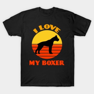 I Love My Boxer Dog Not Dog puppy Lover Cute Sunser Retro Funny T-Shirt
